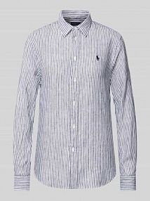 Bluzka koszulowa z czystego lnu Polo Ralph Lauren szara damska EAN 211A96158