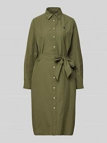 Sukienka koszulowa z mieszanki bawełny i lnu Polo Ralph Lauren oliwkowa EAN 211A96346