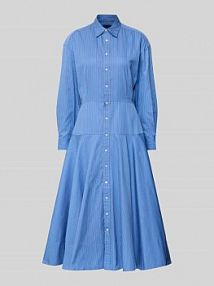 Dopasowana sukienka koszulowa z czystej bawełny Polo Ralph Lauren niebieska EAN 211A96356