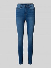 Jeansy z wysokim stanem o kroju skinny fit model CALLIE Noisy May granatowe damskie EAN 27007979