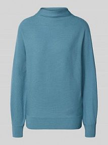 Sweter z dzianiny z mieszanki wiskozy ze wzorem ze stójką Zero niebieski damski EAN 1010003548