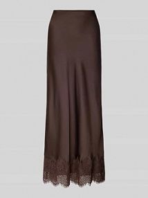 Długa spódnica z obszyciem koronką model ELLETTE Vila brązowa EAN 14117965