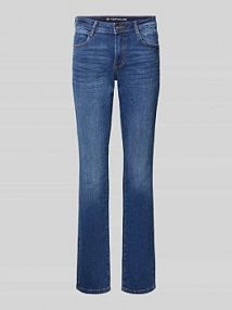 Jeansy o kroju straight fit z mieszanki bawełny model LIVA STRAIGHT Tom Tailor niebieskie damskie EAN 1047849