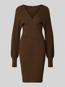 Sukienka z dzianiny o długości do kolan z mieszanki wiskozy Zero brązowa EAN 1010003695