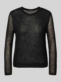 Sweter z dzianiny o kroju regular fit z domieszką wełny z alpaki LUISA CERANO czarny damski EAN 138732 5923