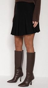 Czarna Plisowana spódnica z Wiskozą z Wysokim Stanem Nesadoe Born2Be