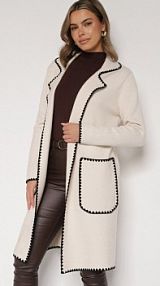 Beżowy kardigan Ozdobiony Lamówką Tusbena Born2Be