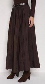 Brązowa Wiskozowa spódnica o Rozkloszowanym Kroju z Paskiem z Klamrą Lawedisa Born2Be