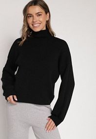 Czarny golf z Bufiastymi Rękawami Wedelia Born2Be damski