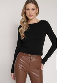 Czarny sweter z Wiskozą i Metaliczną Nitką Lillanova Born2Be damski