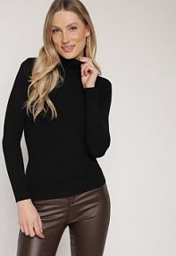 Czarny golf z Bawełną o Prostym Kroju Mevoresa Born2Be damski