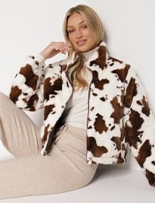 Brązowa Dwustronna Pikowana kurtka z Futerkiem w Łaty Meviatella Born2Be damska