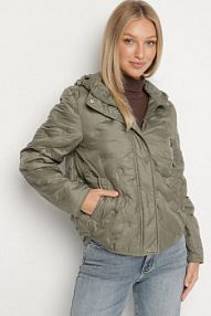 Jasnozielona Przejściowa kurtka z Geometrycznym Pikowaniem i Kapturem Arevitta bh forever damska