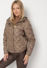 Brązowa Przejściowa kurtka z Geometrycznym Pikowaniem i Kapturem Arevitta bh forever damska