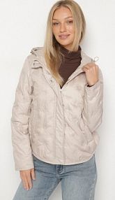 Beżowa Przejściowa kurtka z Geometrycznym Pikowaniem i Kapturem Arevitta bh forever damska