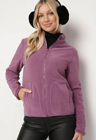 Fioletowa Welurowa bluza Polar na Suwak Asiyana Born2Be damska