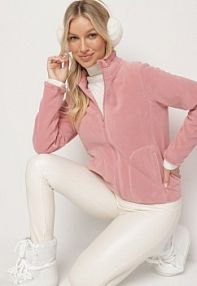 Różowa Welurowa bluza Polar na Suwak Asiyana Born2Be damska