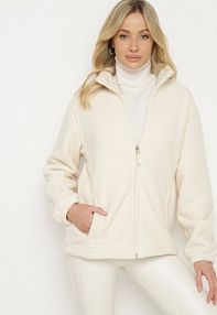 Jasnobeżowy Klasyczny Polar ze Ściągaczami przy Rękawach Paradi Born2Be damska