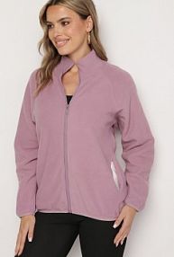 Fioletowa bluza Polar na Suwak o Prostym Kroju ze Stójką i Kieszeniami Esamira Born2Be damska