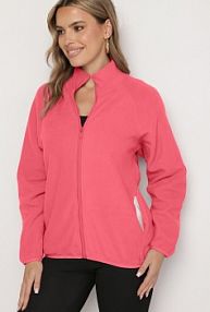 Różowa bluza Polar na Suwak o Prostym Kroju ze Stójką i Kieszeniami Esamira Born2Be damska