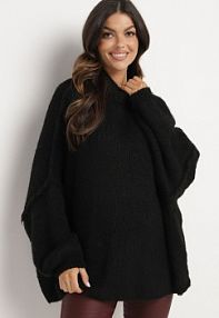 Czarny golf z Wełną o Kroju Oversize Avalentirae Born2Be damski