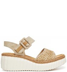 Sandały na obcasie Rieker beżowe 69176-62 BEŻOWY