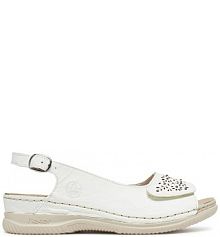 Sandały na obcasie Rieker białe V7450-80