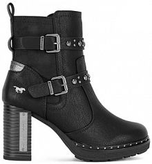 Botki na obcasie mustang czarne 1336-512