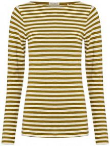 Koszulka z długim rękawem Kobiety Dżersej zielony/biały w paski XL Marc O'Polo damski