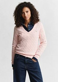 Sweter  Kobiety Bawełna różowy wypukły wzór tkaniny M Gant damski