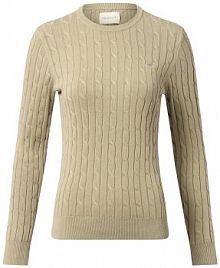 Sweter  Kobiety Bawełna zielony wypukły wzór tkaniny XXL Gant damski