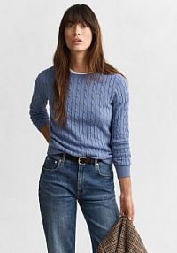 Sweter  Kobiety Bawełna niebieski wypukły wzór tkaniny XL Gant damski