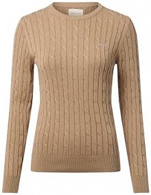 Sweter  Kobiety Bawełna beżowy/brązowy wypukły wzór tkaniny XXL Gant damski