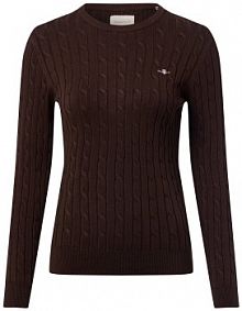 Sweter  Kobiety Bawełna brązowy wypukły wzór tkaniny XXL Gant damski