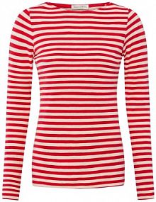 Koszulka z długim rękawem Kobiety Bawełna czerwony/beżowy w paski XXL Marc O'Polo damski