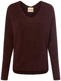 Sweter  z zawartością alpaki  MMThora Kobiety Wełna różowy/lila jednolity XS MOS MOSH damski