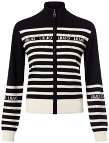 Kardigan  Kobiety wiskoza czarny/biały w paski XS Liu Jo Collection