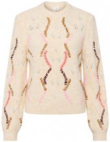 Sweter z dzianiny  YASGabbi Kobiety beżowy/różowy/brązowy wzorzysty XL Y.A.S damski