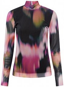 Koszulka z długim rękawem  YASMindy Kobiety Sztuczne włókno czarny/wyrazisty róż/różowy nadruk XL Y.A.S damski