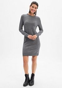 Sukienka z dzianiny Kobiety Wełna merino szara marmurkowy L Gant