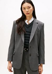 Marynarka  Kobiety Sztuczne włókno szary w paski 44 Tommy Hilfiger