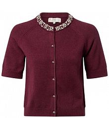 Kardigan z zawartością wełny merynosów Kobiety Wełna merino lila marmurkowy XL IPURI