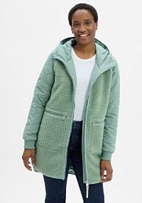 Pluszowa parka   Longeddy Kobiety Sztuczne włókno zielona jednolity L Ragwear