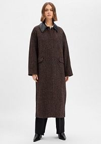 Płaszcz  z wełną Kobiety Wełna brązowy/czarny wzorzysty 42 EDITED damski