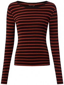 Koszulka z długim rękawem Kobiety wiskoza czarny/czerwony w paski L Marie Lund damski