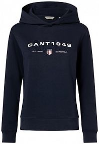 Bluza z kapturem Kobiety Bawełna niebieska/biała nadruk XL Gant damska