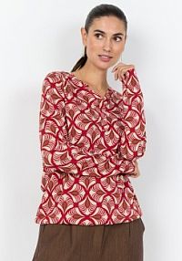 Koszulka z długim rękawem  SCFelicity Kobiety Bawełna beżowy/czerwony/brązowy wzorzysty XXL soyaconcept® damski