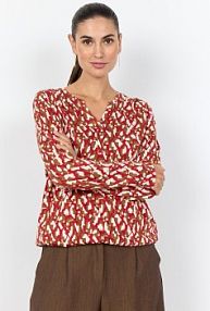 Koszulka z długim rękawem  SCFelicity Kobiety Bawełna czerwony/brązowy/biały wzorzysty XXL soyaconcept® damski