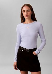 Koszulka z długim rękawem Kobiety Bawełna niebieski jednolity XS Calvin Klein Jeans damski