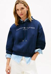 Bluza z kapturem Kobiety niebieska jednolity XL Tommy Hilfiger damska